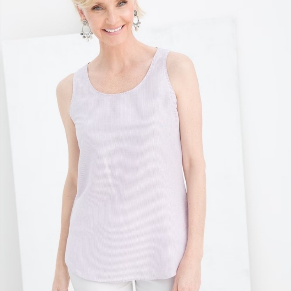 Chico's linen blend lavender stripe tank top